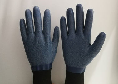 Anti Slip Granule Black Latex Gloves , Latex Dipped Work Gloves Comfortable Hand Feeling