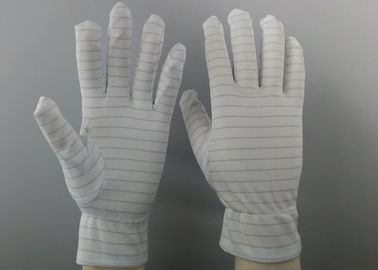 White Color Stripes Anti Static Gloves 100% Polyester Material For Repairing