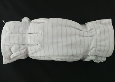 White Color Stripes Anti Static Gloves 100% Polyester Material For Repairing