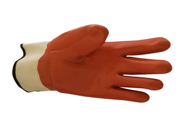 Winter Orange PVC Gloves 100% Cotton / Jersey Lining For Extra Comfort