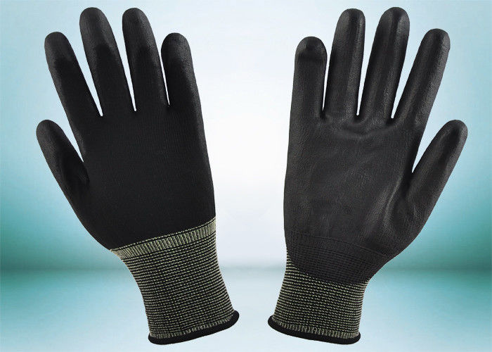Safety Working PU Coated Gloves Silk Screen Logo Printing Smooth Surface
