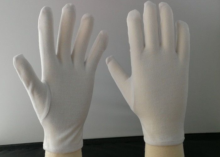 65% Polyester Material Cotton Knitted Gloves , Garden Work Gloves Hemming Cuff