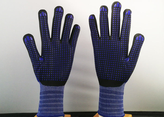 Navy Blue Insulated Work Gloves , Nitrile Dipped Work Gloves Flexible Tactility