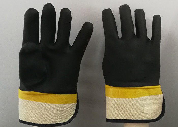 Fine Sandy Finish PVC Coated Gloves Handling Abrasive Materials Liquid Proof