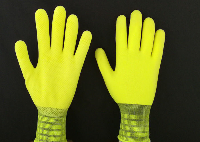 13G Yellow Latex Coated Gloves High Extension Elastic Knitting Customized Size