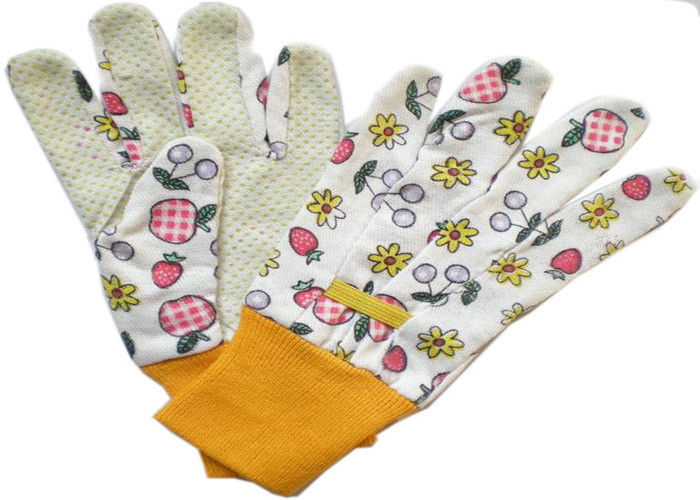 Drill PVC Polar Dots Printed Cotton & Polyester Women Gardening Working Gloves 9.5'