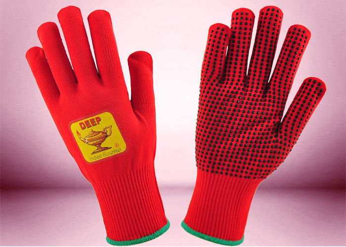 silicone dots thermal gloves for freezer work environmental friendly nylon materials red color hand protection