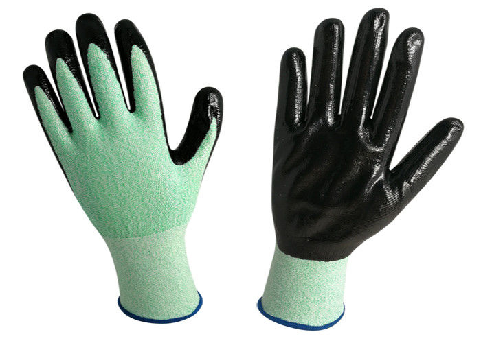 15G Knitted Nitrile Exam Gloves Green Color Increased Efficiency At Work